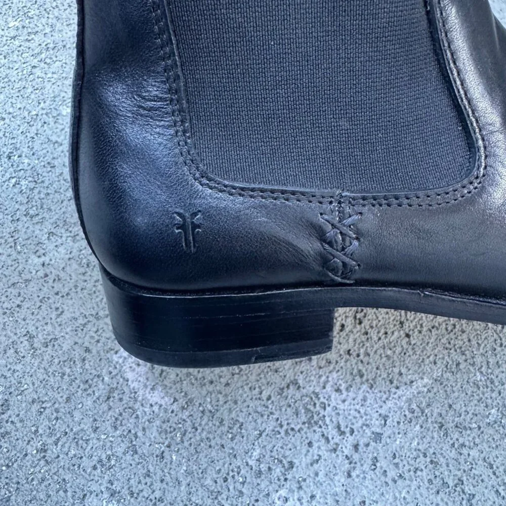 FRYE Melissa Chelsea Boots Womens 7 Black Ankle Boot Italian Leather Bootie - Picture 4 of 13